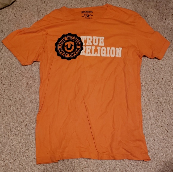 true religion orange shirt